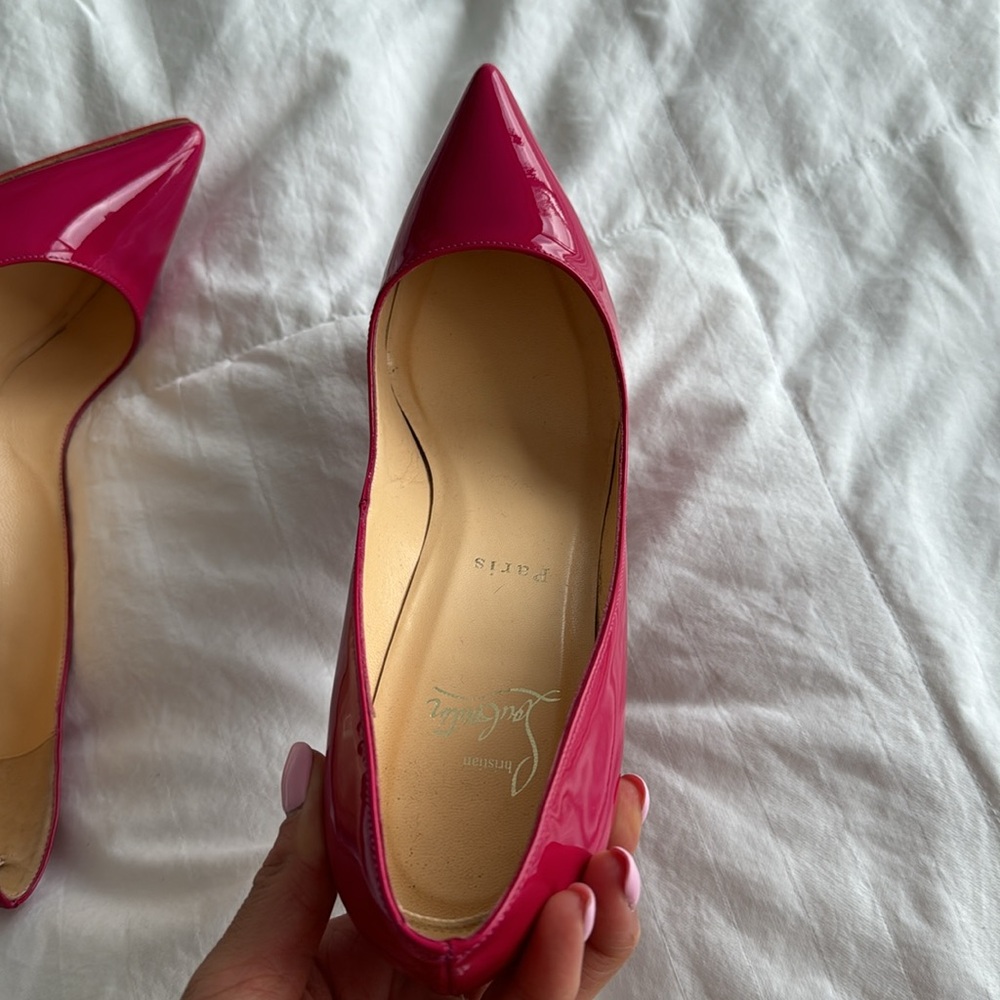 Christian Louboutin Hot Pink Patent Leather Pointed-Toe Pumps - Picture 15 of 15